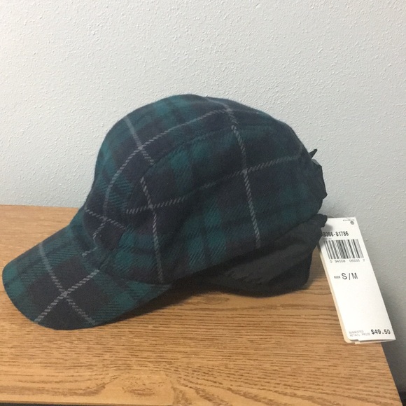 green plaid hat with ear flaps